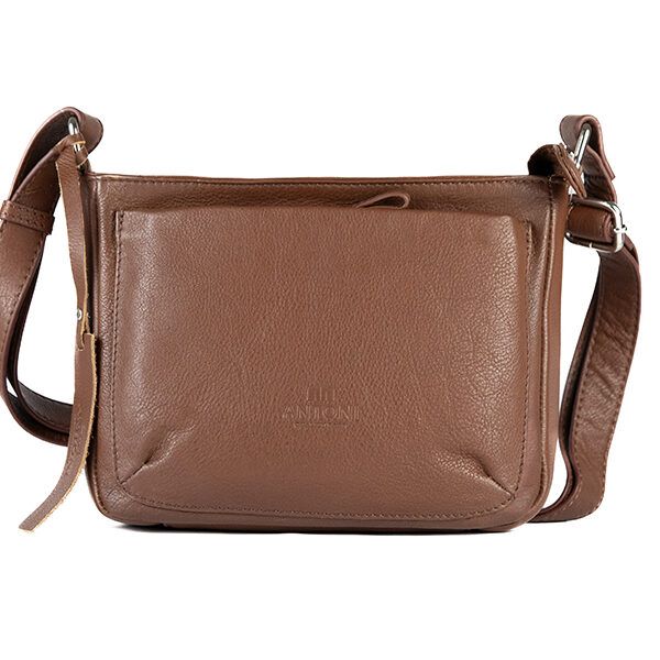 Bolso ANTONI · Bandolera mediana · Piel Bovino · Color Negro, Cuero y Marrón - MARRÓN