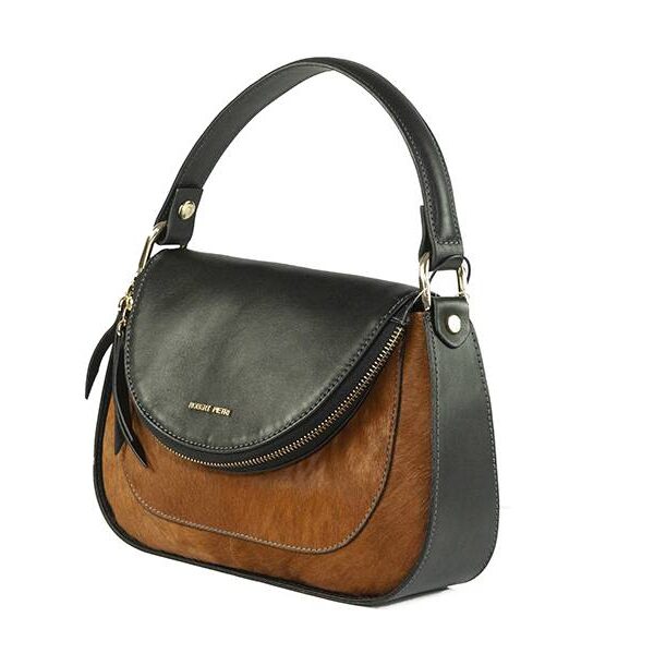 Bolso ROBERT PIETRI · MEGAN · Bandolera en Piel Natural y Pelo · Color Cuero