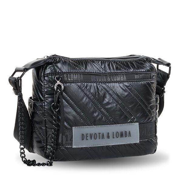 Bolso Devota & Lomba · Bandolera mediana · Doble compartimento · Color Negro y Plomo