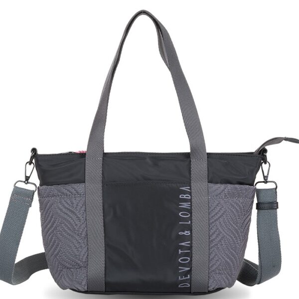 Bolso Devota & Lomba · Bandolera mediana · Con dos asas de mano · Material Nylon · Color Negro/Gris