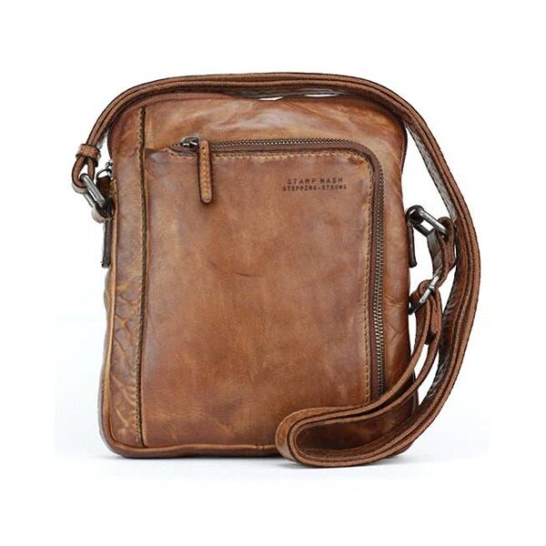 Bolso STAMP · Bandolera Mediana · Piel Lavada · Color Cuero y Marrón · Coleccion Tichi