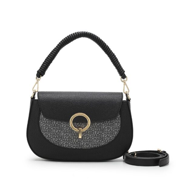 Bolso CACHAREL · Bandolera mediana · Con solapa y cremallera · Color Negro
