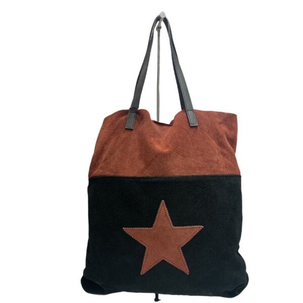 Bolso de piel/serraje combinado de color