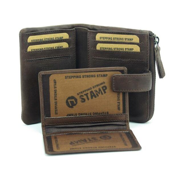Billetero STAMP · Para mujer · En PIEL Lavada · Pequeño con monedero · RFDI · Coleccion Arco