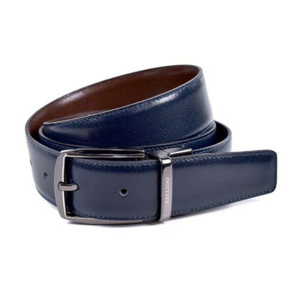 Cinturón Miguel Bellido · Piel Legitima · Hombre · Reversible · Ancho 32mm - AZUL-MARRON, 120