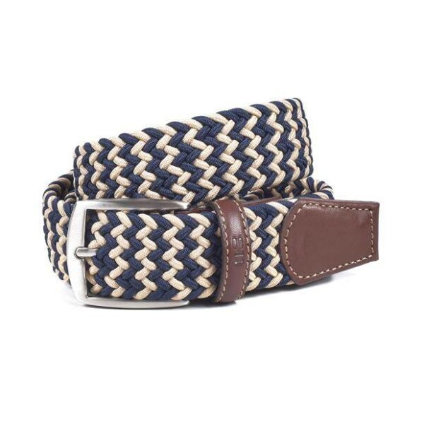 Cinturón Miguel Bellido· Trenzado Elástico · Textil · Ancho de 35mm - AZUL/BEIGE, TALLA L