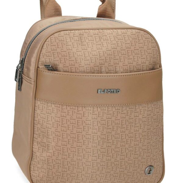Mochila EL POTRO · Mochila mediana · Coleccion Luna · Color Beige y Negro