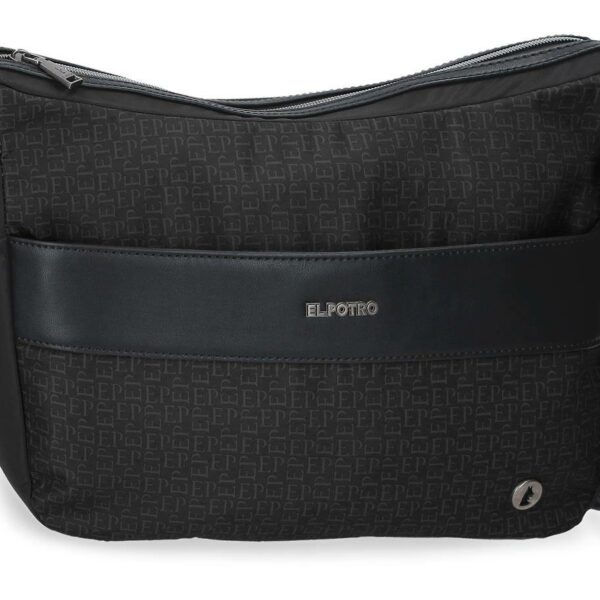 Bolso EL POTRO · Bandolera grande · Coleccion Luna · Color Beige y Negro
