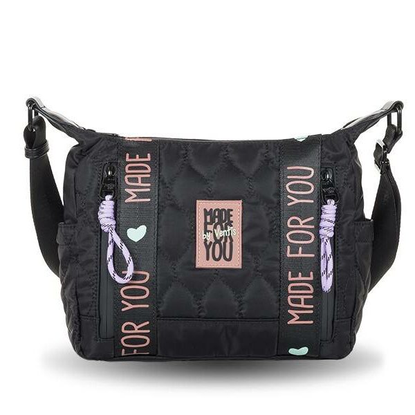 Bolso VENTIS · Bandolera Mediana en Nylon · Color Negro