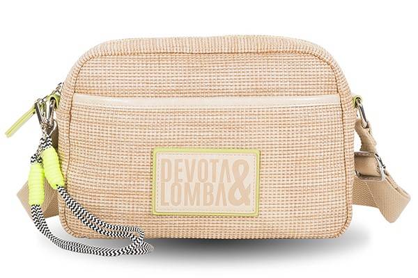 ➤ Bolso Devota & Lomba · Bandolera mediana · Rafia sintética y PU · Color Beige