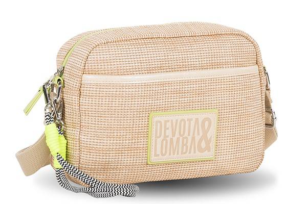 ➤ Bolso Devota & Lomba · Bandolera mediana · Rafia sintética y PU · Color Beige