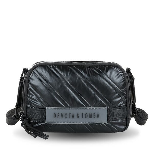 Bolso Devota & Lomba · Bandolera mediana · Doble compartimento · Color Negro y Plomo - NEGRO