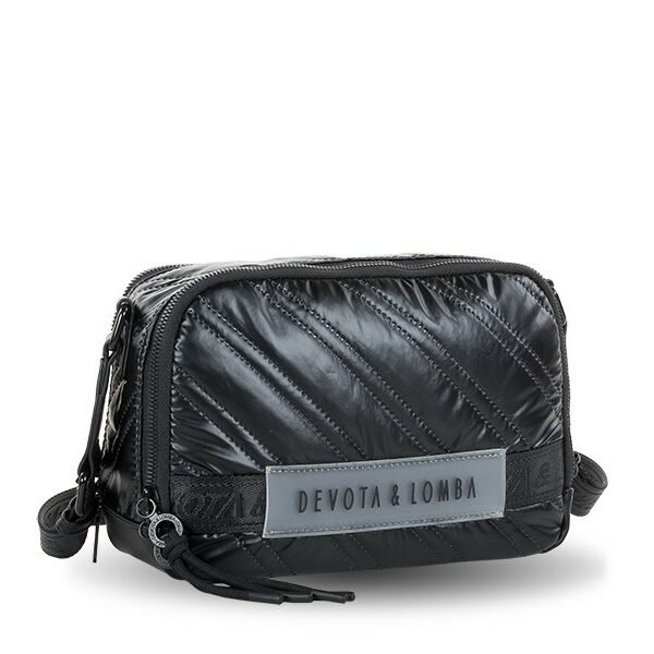 Bolso Devota & Lomba · Bandolera mediana · Doble compartimento · Color Negro y Plomo