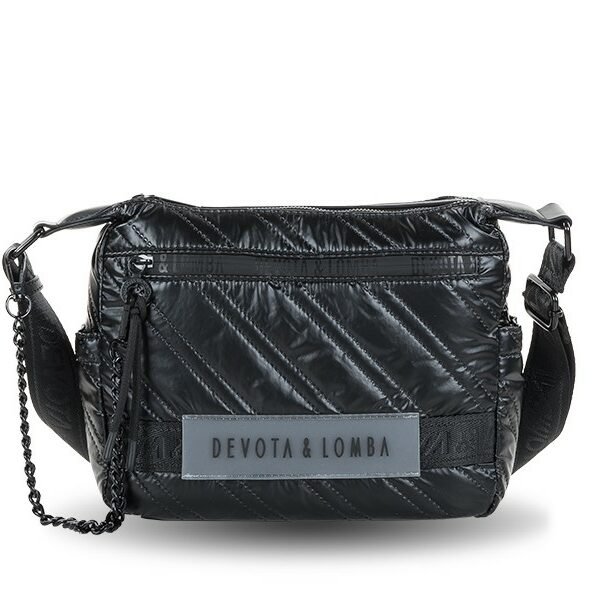 Bolso Devota & Lomba · Bandolera mediana · Doble compartimento · Color Negro y Plomo
