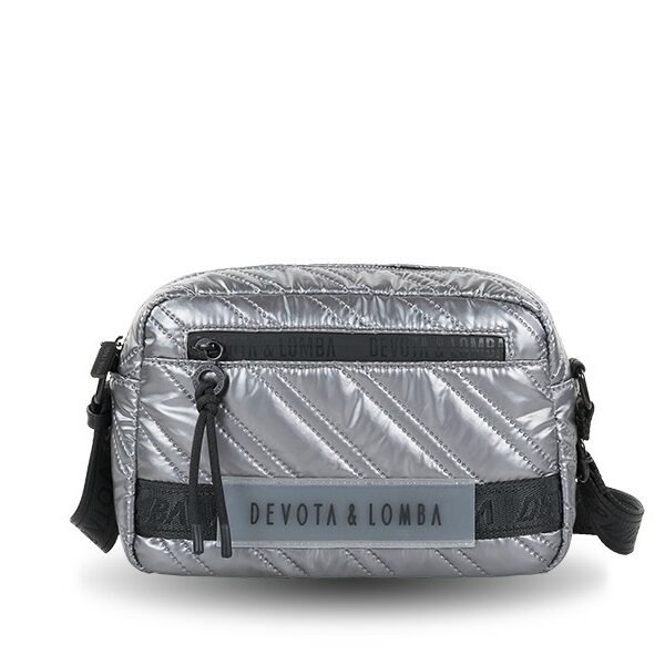 Bolso Devota & Lomba · Bandolera mediana · Efecto acolchado · Color Negro y Plomo
