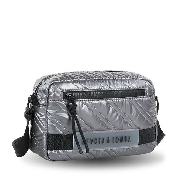 Bolso Devota & Lomba · Bandolera mediana · Efecto acolchado · Color Negro y Plomo