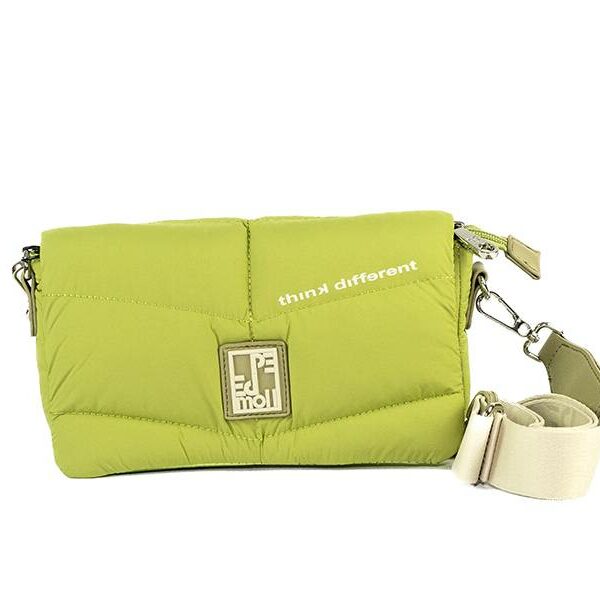 ➤ Bolso Pepe Moll · Bandolera pequeña · Con solapa · Color Salvia(verde metalizado) · Coleccion Crepe - Bolso bandolera pequeña con solapa de la marca Pepe Moll de la coleccion Crep