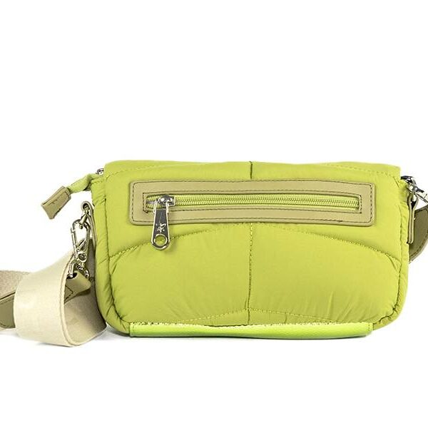 ➤ Bolso Pepe Moll · Bandolera pequeña · Con solapa · Color Salvia(verde metalizado) · Coleccion Crepe - Bolso bandolera pequeña con solapa de la marca Pepe Moll de la coleccion Crep