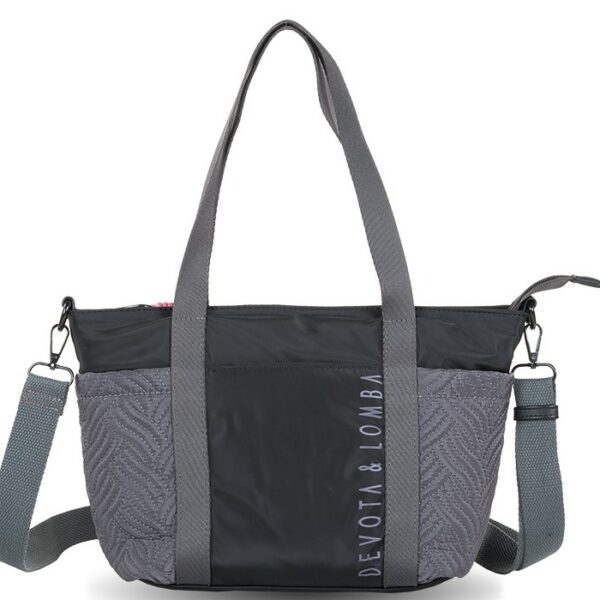 Bolso Devota & Lomba · Bandolera mediana · Con dos asas de mano · Material Nylon · Color Negro/Gris