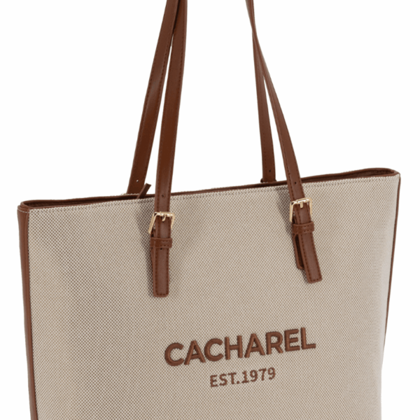 Bolso CACHAREL · Bolso grande · Con Dos asas ajustables · Maxi Shopper Lona · Color Cuero