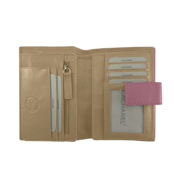 ➤ Billetero CACHAREL · Billetero mediano con monedero · En Piel · Combinado colores