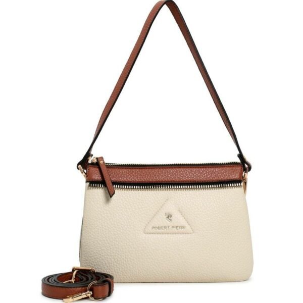 Bolso ROBERT PIETRI · Bolso bandolera medio · Triple compartimento · Coleccion Torino · Color Beige/Cuero
