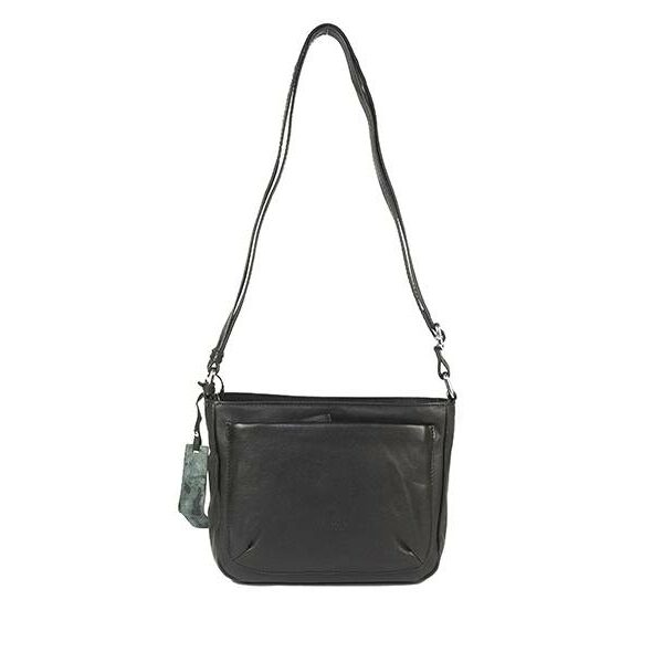 Bolso ANTONI · Bandolera mediana · Piel Bovino · Color Negro, Cuero y Marrón
