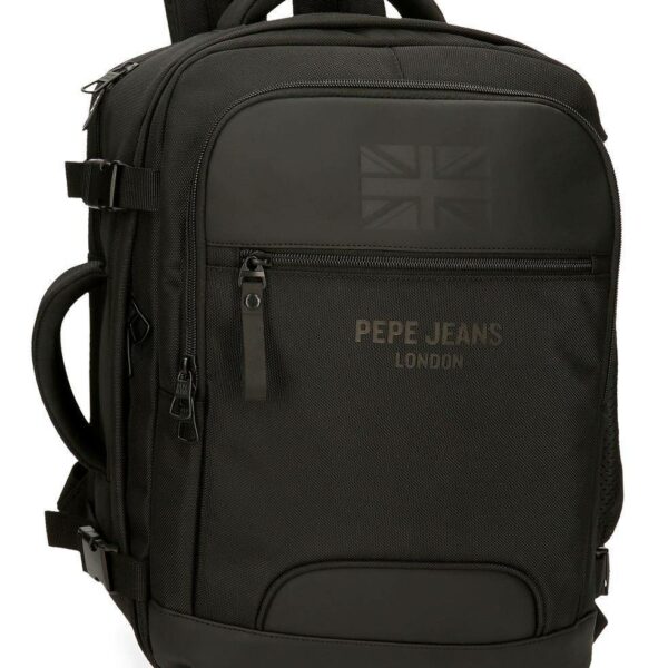 Mochila PEPE JEANS · Mochila de viaje · Porta Ordenador · Dos compartimentos · Coleccion Bromley · Color Negro