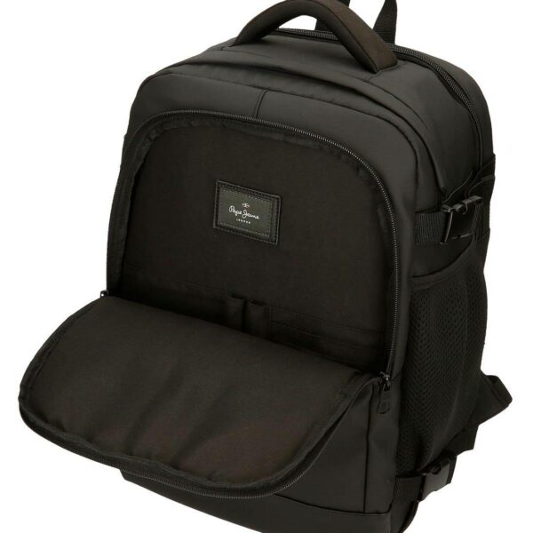 Mochila PEPE JEANS · Mochila de viaje · Porta Ordenador · Dos compartimentos · Coleccion Bromley · Color Negro
