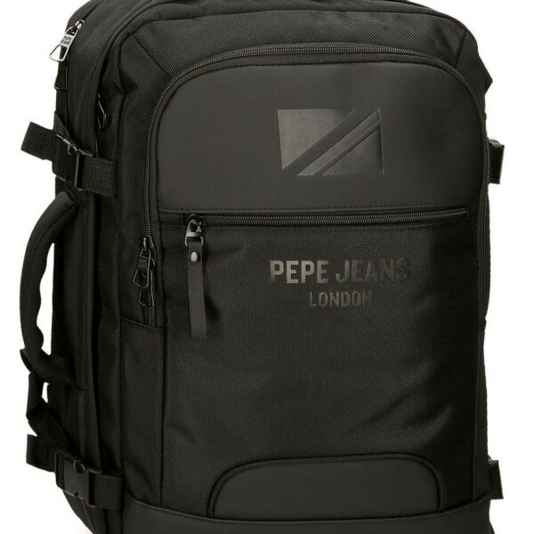 Mochila PEPE JEANS · Mochila de viaje · Porta Ordenador · Dos compartimentos · Coleccion Bromley · Color Negro