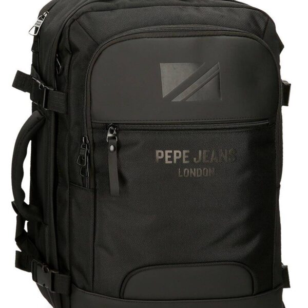 Mochila PEPE JEANS · Mochila de viaje · Porta Ordenador · Dos compartimentos · Coleccion Bromley · Color Negro