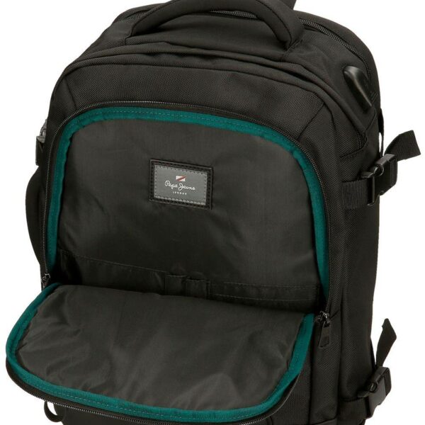 Mochila PEPE JEANS · Mochila de viaje · Porta Ordenador · Dos compartimentos · Coleccion Bromley · Color Negro