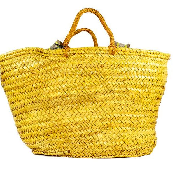 ➤ Capazo Cacharel · Capazo grande · Palma natural · Color amarillo - Capazo grande con dos asas grandes de hombro y dos pequeñas de mano de la marca Cacharel