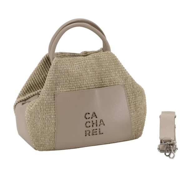 Bolso CACHAREL · Bandolera mediana · Con dos asas de mano · Color Beige