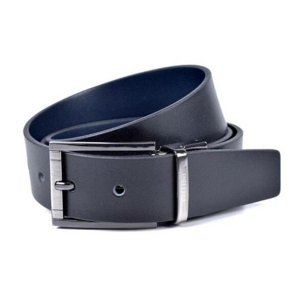 Cinturón Miguel Bellido · Piel Legitima · Hombre · Reversible · Ancho 35mm - NEGRO-AZUL, 120