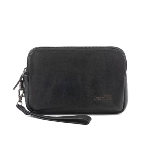 Neceser STAMP · Piel vacuno · Con Asa de Mano · Doble compartimento · Coleccion Nihal · Color Negro