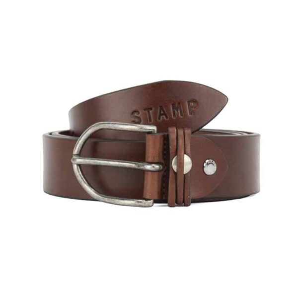 Cinturón Stamp · Unisex · En Piel Botolato · Ancho 35mm · Color Cuero y Negro - CUERO, 110