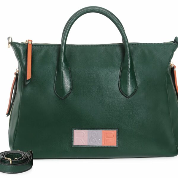 Bolso ROBERT PIETRI · Bandolera con dos asas de mano · Tamaño grande · Coleccion Laurel · Color Verde