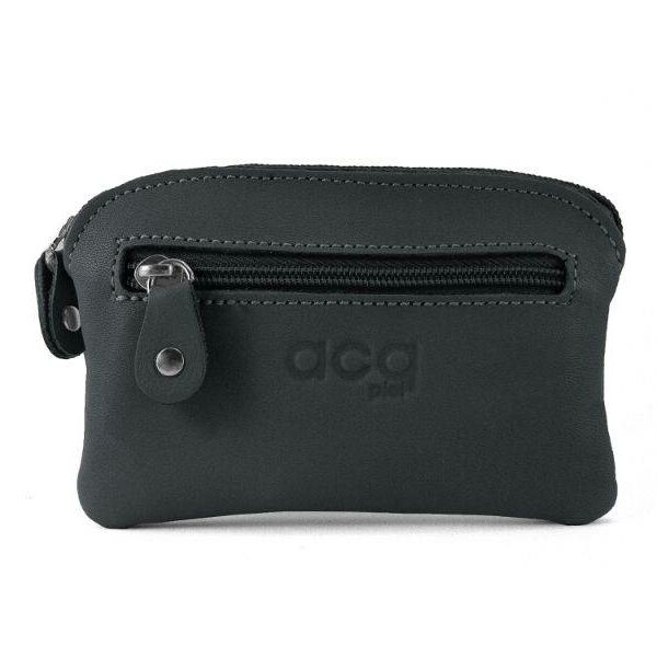 Monedero ACQ en Piel · Con Anilla para Llaves - NEGRO