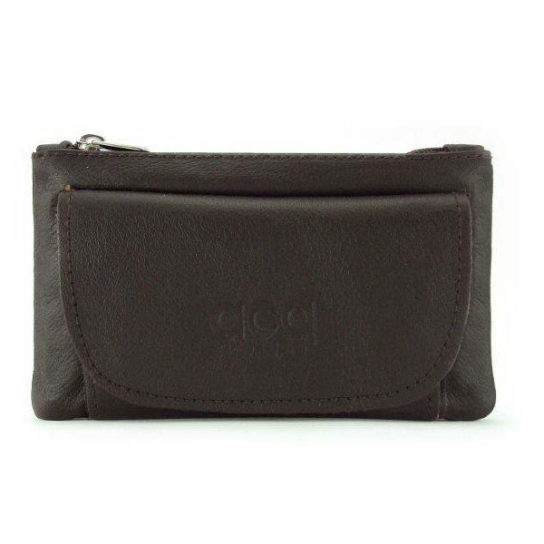 Monedero ACQ en piel · Dos Cremalleras · Con Bolsillo - MARRON
