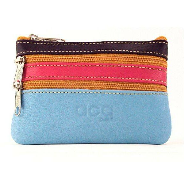 Monedero de piel multicolor con cremalleras de la marca ACQ