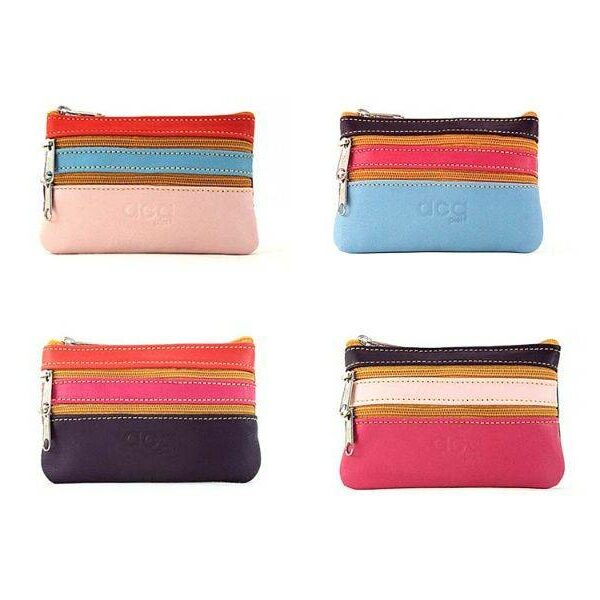 Monedero de piel multicolor con cremalleras de la marca ACQ