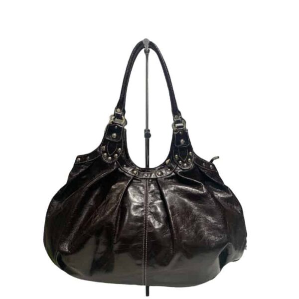 Bolso de piel en marron oscuro Ferchi