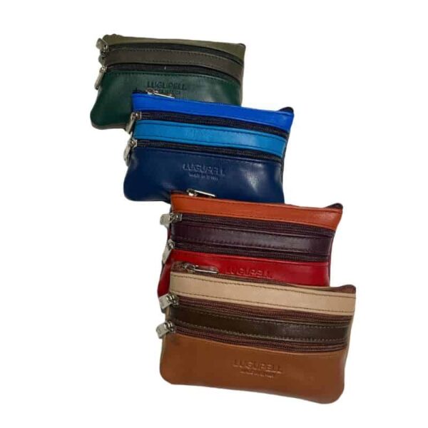 Monedero de piel multi cremalleras Lugupell
