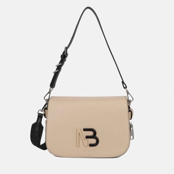 Bolso BINNARI · Bandolera mediana · Con solapa · Dos asas · Color Stone · Coleccion Ebro