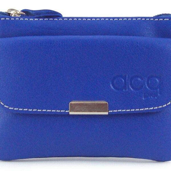 Monedero ACQ en piel · Con Cremallera · Con Bolsillo con broche - AZUL