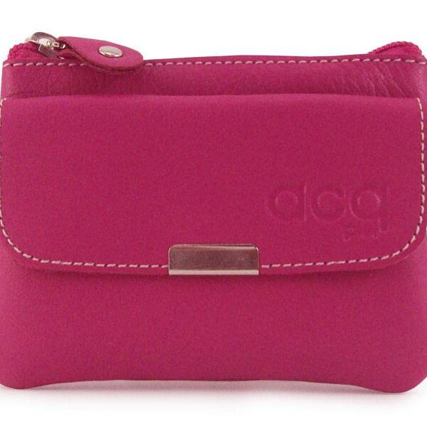 Monedero ACQ en piel · Con Cremallera · Con Bolsillo con broche - FUCSIA