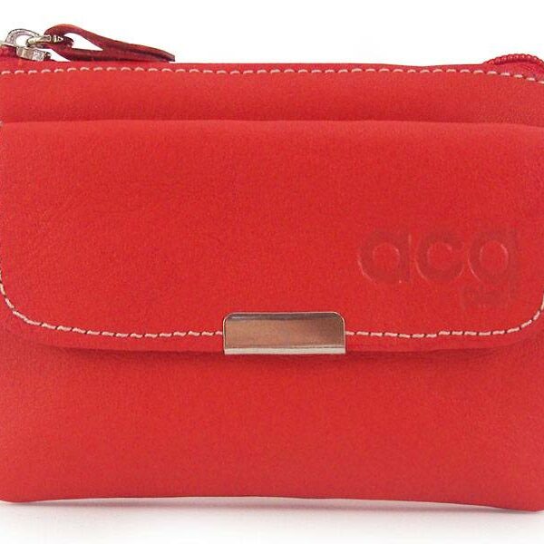 ➤ Monedero ACQ en piel · Con Cremallera · Con Bolsillo con broche - Monedero en piel con una cremallera y bolsillo con broche de la marca ACQ