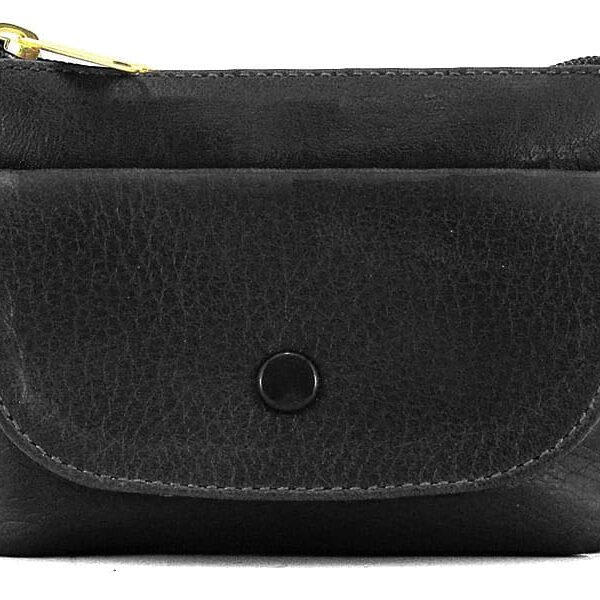 Monedero de piel napa con bolsillo exterior