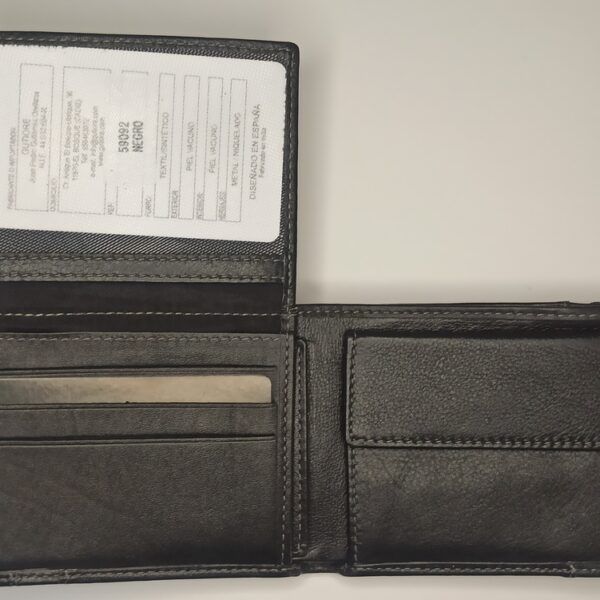 Cartera GUTIORE · Billetero con Monedero · En Piel · RFID · Formato americano (horizontal) · Con elástico